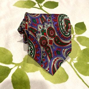 Polo Ralph Lauren Vibrant Multicolor Paisley Abstract Silk Hand Made Tie USA